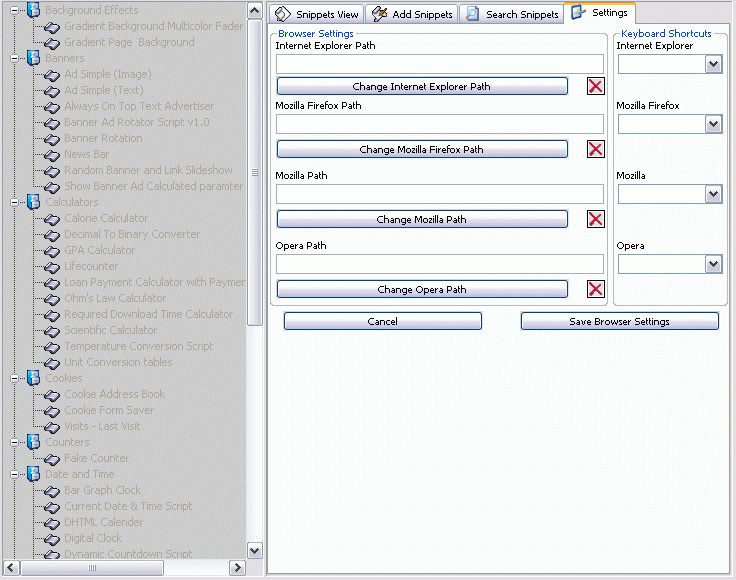 Settings window