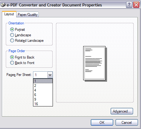 Pages per sheet