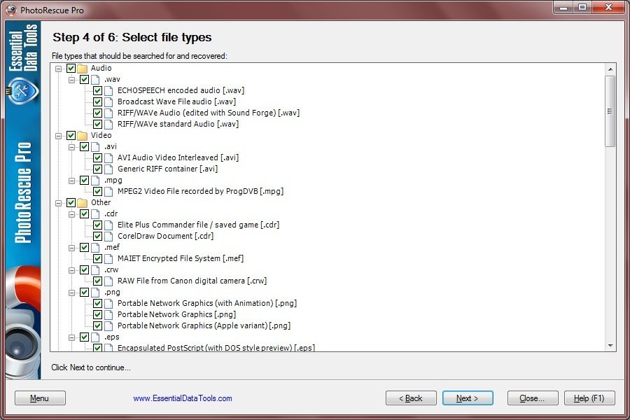 Step 4. File Type Selection
