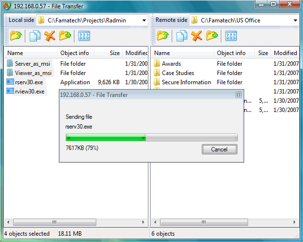 File Transfer Window
