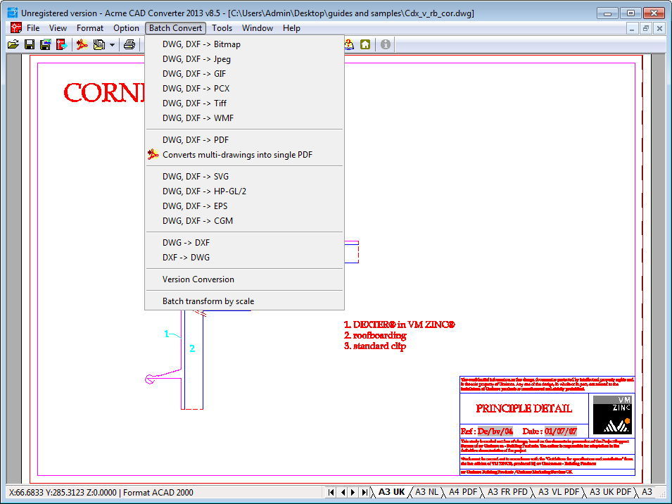 Batch Conversion Menu