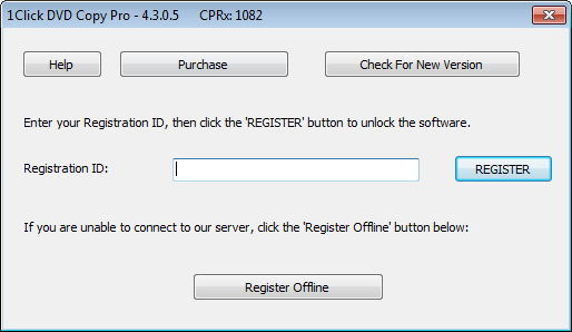 About and Registration Window