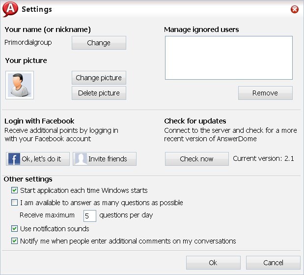 Settings Window