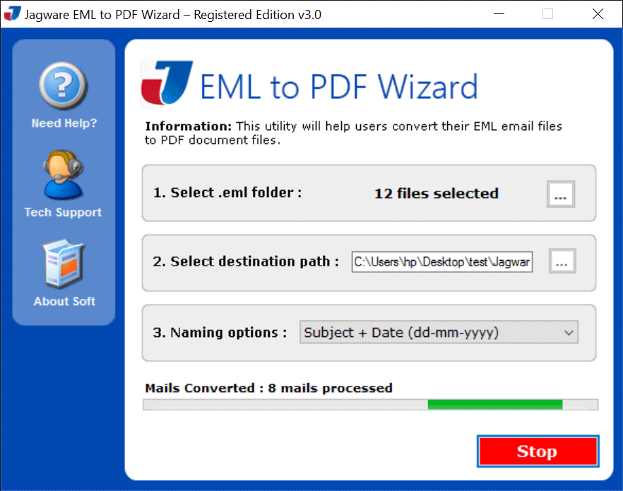Convert EML file into PDF