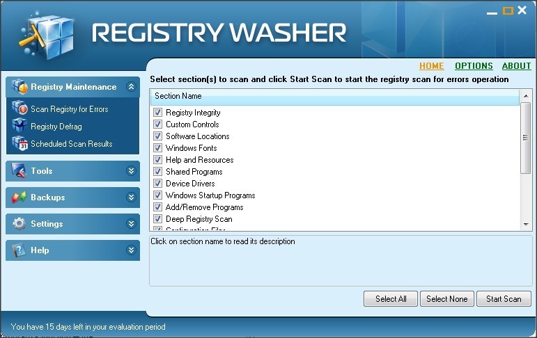 Registry Scanner Screen