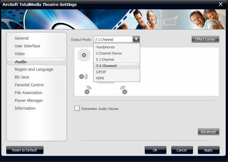 Settings window