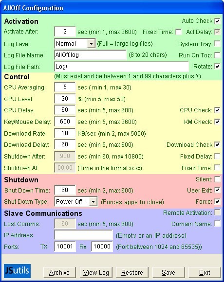 Configuration Window