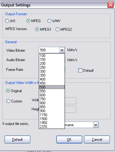 MPEG settings