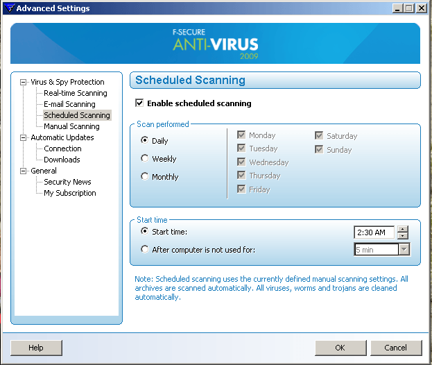 Scheduled Scanning