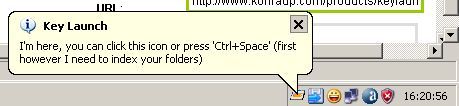 key Launch on system tray