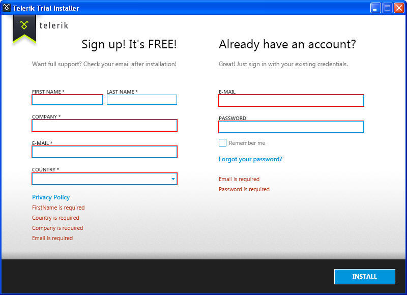 Signup Window