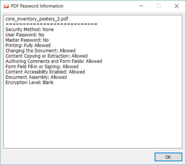 PDF Password Information 