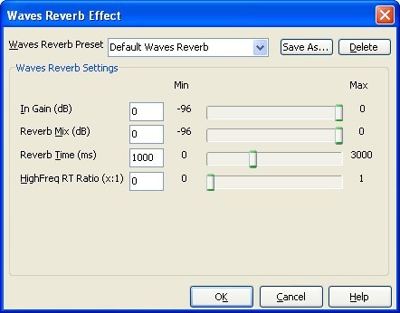 Reverb Effect Window