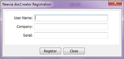 Registration window