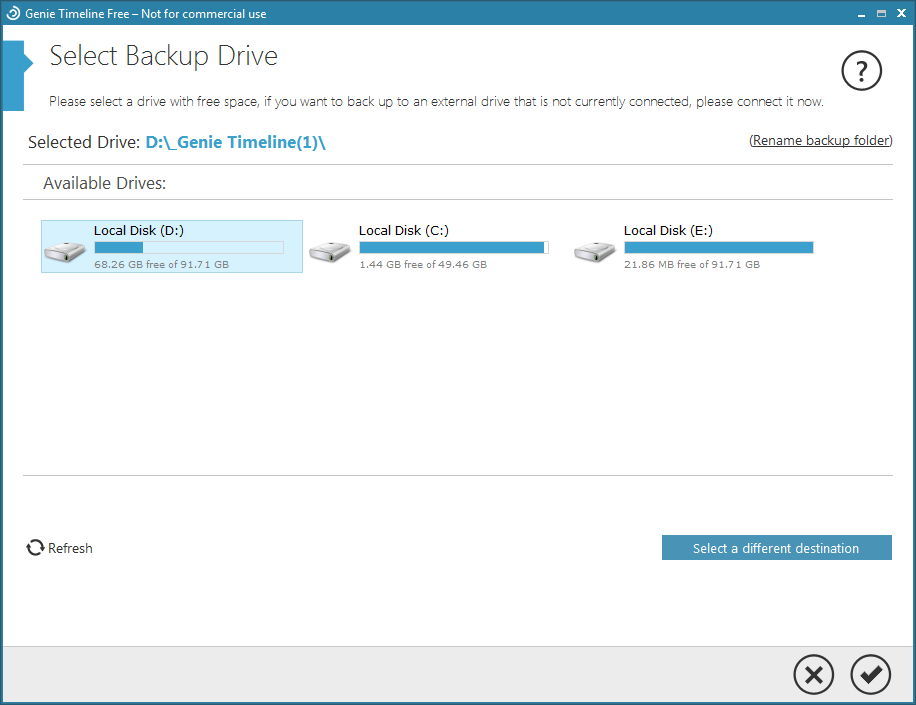 Backup Drive Selection