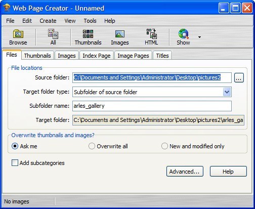 Web Page Creator Window