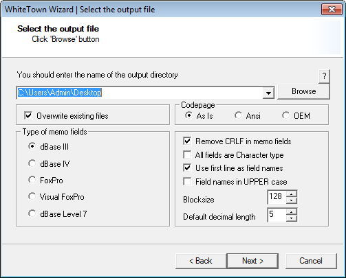 Output File Options