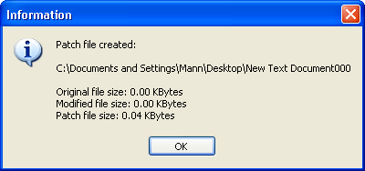 Successful patch file creation message