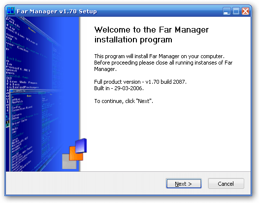 The more graphical screen: the installation welcome