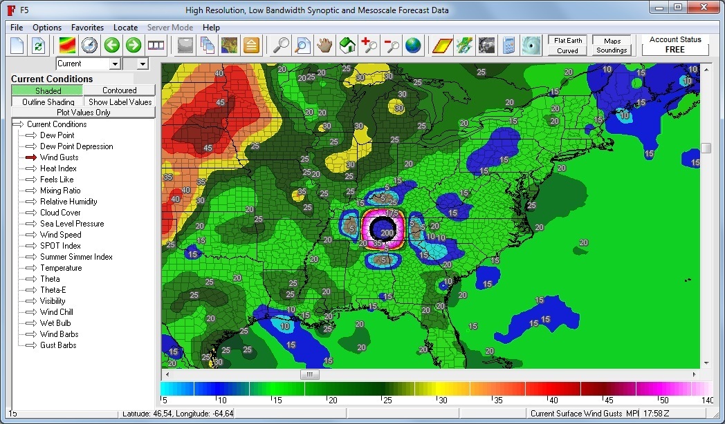 Wind Gusts Map