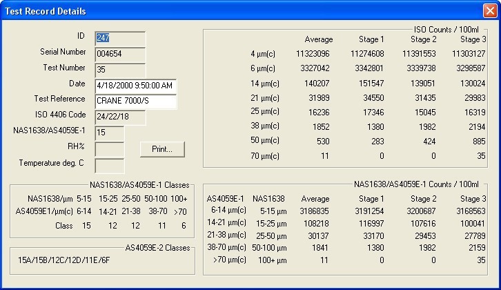 Test Results Window