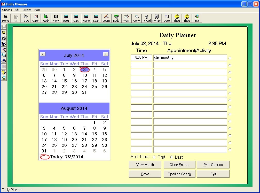 Daily Planner Window