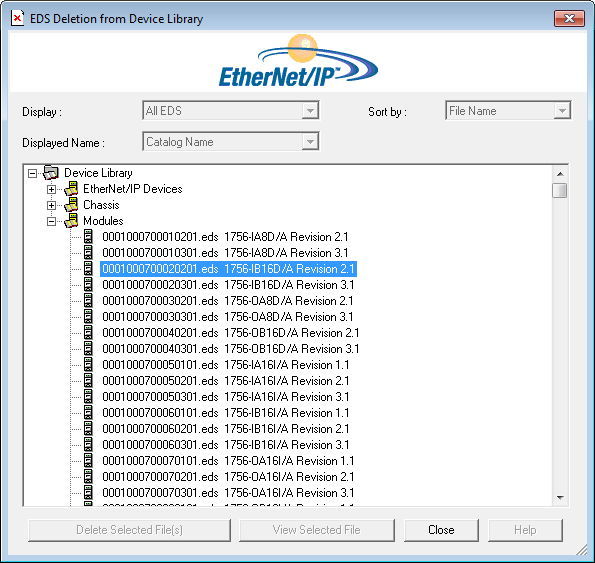 EDS Deletion Tool of the EthernetIP DTM