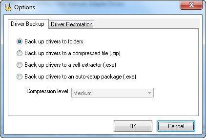 Driver Backup Options