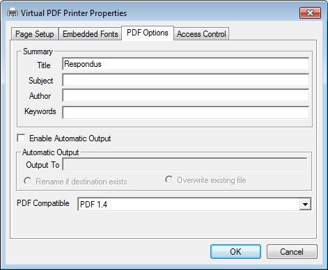 PDF Options