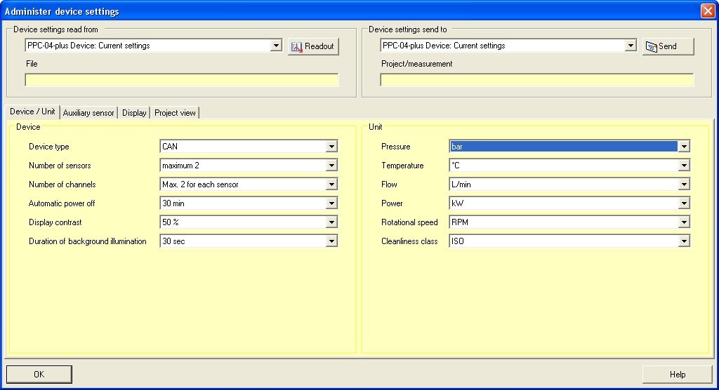 Device Settings Window