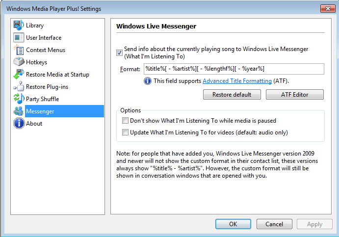 Windows Live Messenger Settings