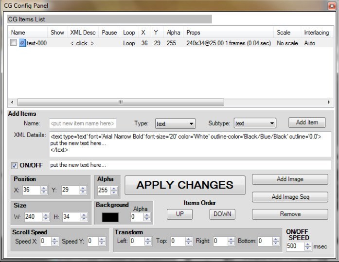 Cg Config Panel