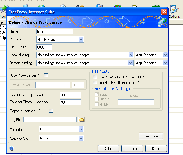 Option to define/change proxy service.