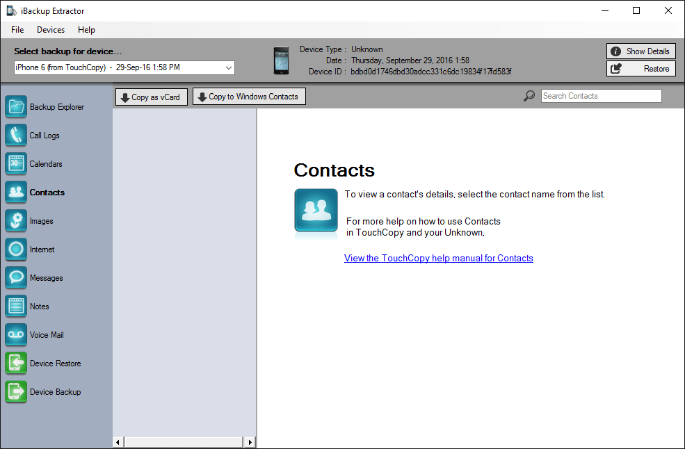 Contacts Window
