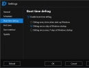 Settings Window - Boot Time Defrag