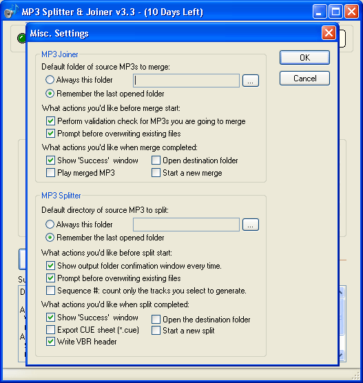 Settings Dialogue