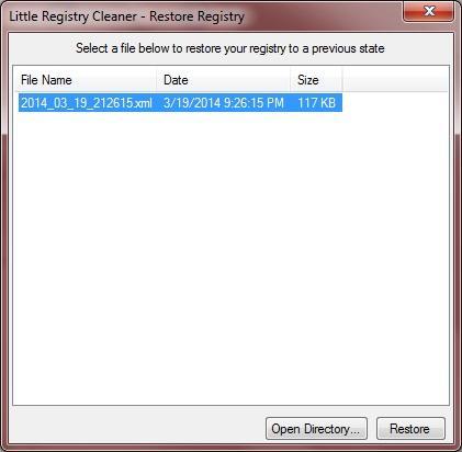 Restore Registry
