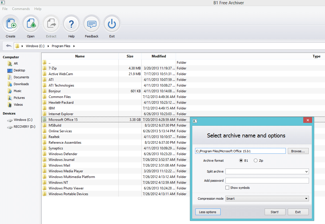 Archiver's Compression Options