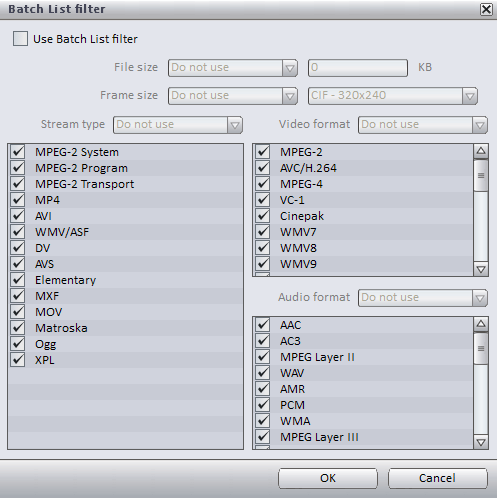 Batch list filter