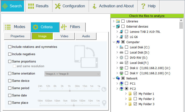 Criteria tab