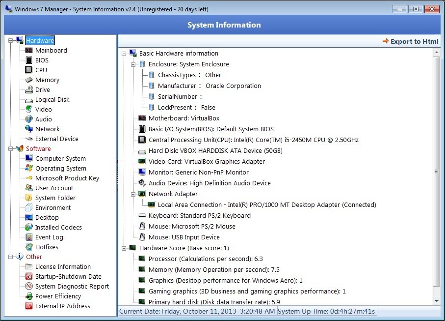 System Information Window