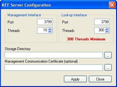 Server Config Window