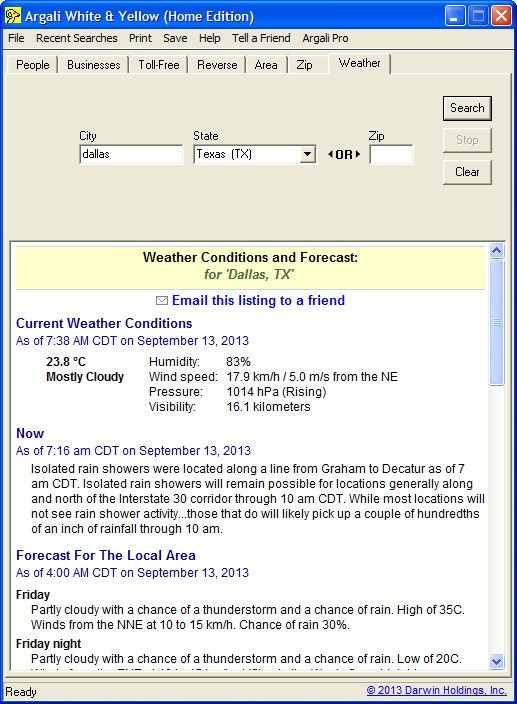 Search Weather Window