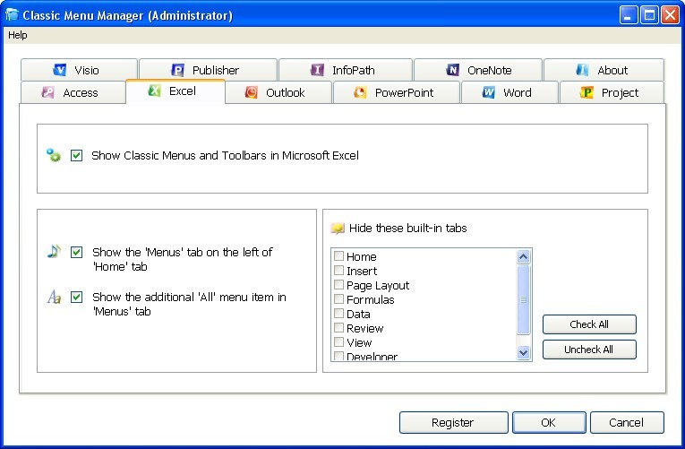 Excel Manager Window