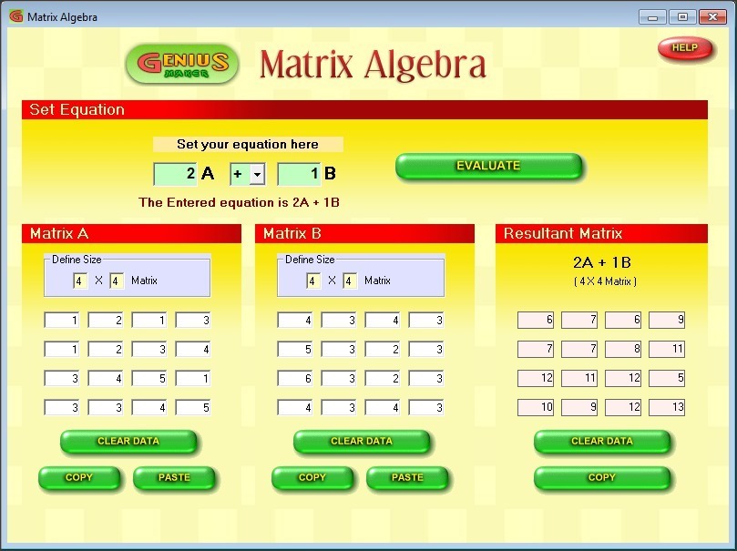 Matrix Algebra Tool