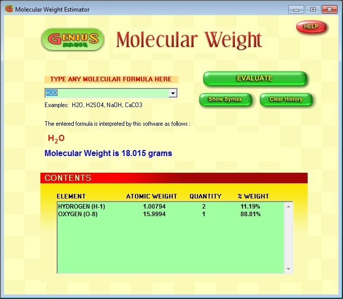 Molecular Weight Estimator