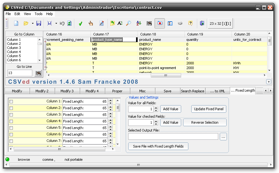 Another view, editing a cell and changing column fixed with