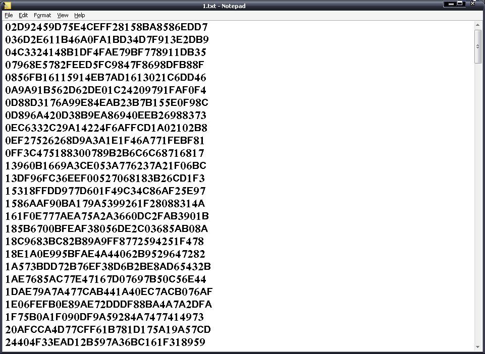 Example of exported hash list