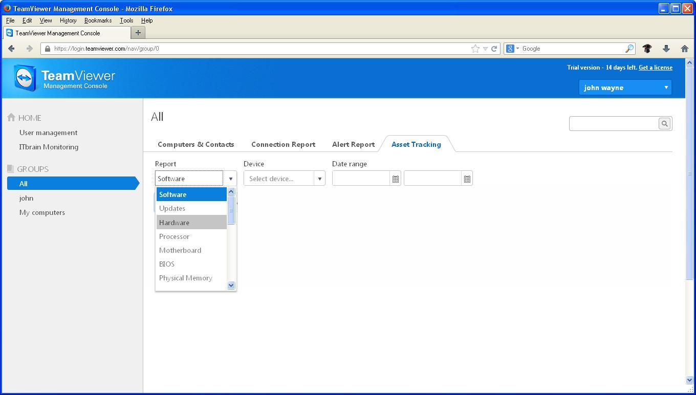 Asset Tracking Window