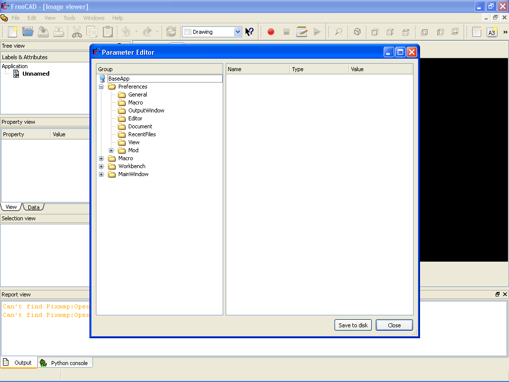 Parameter editor window